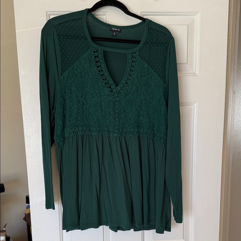 Torrid Deep Green Lace Blouse